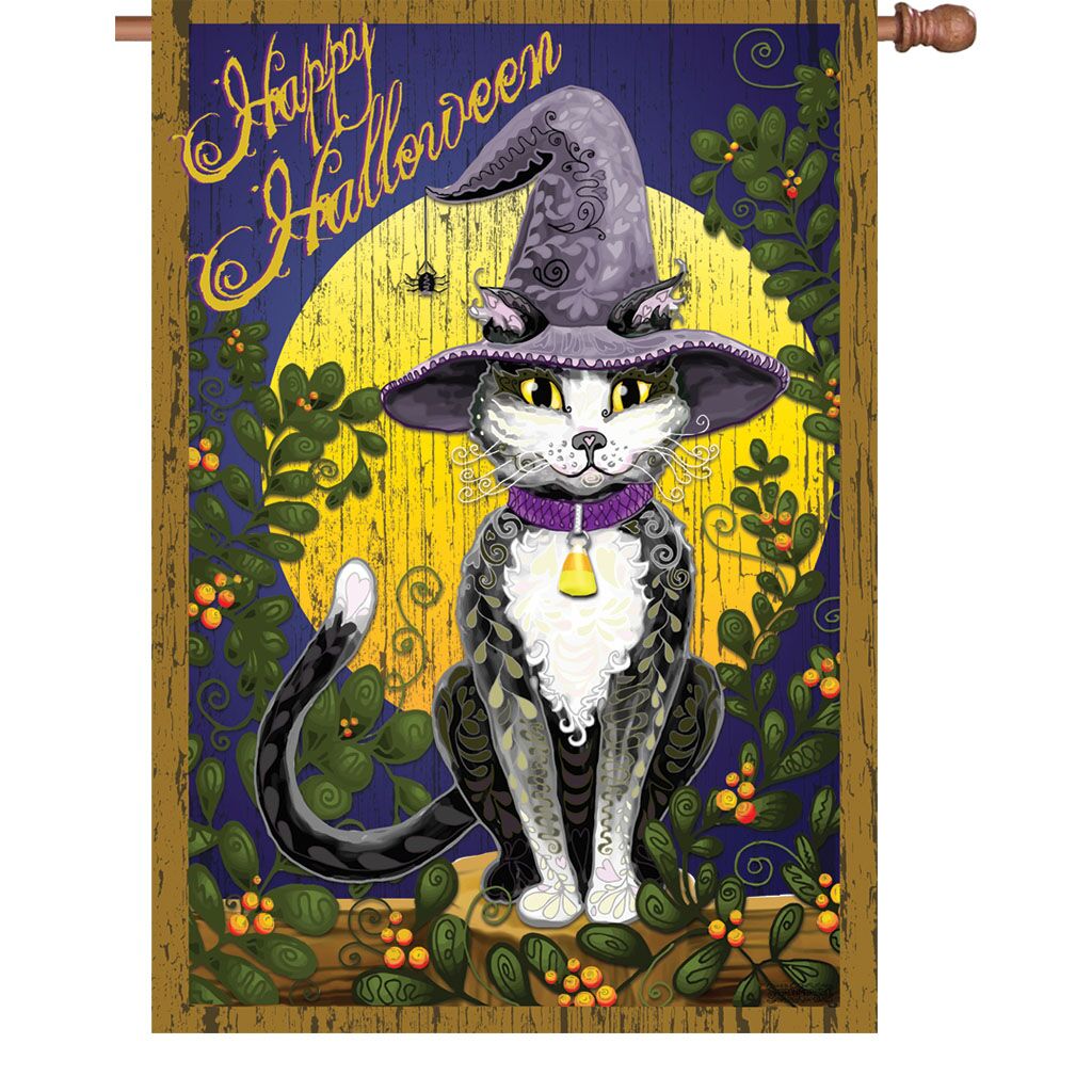 Halloween - Candy Corn Cat House Flag